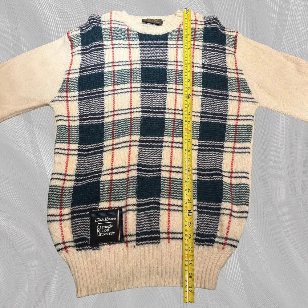 Oak Brook x Carnegie Mellon University Upcycled Tartan Plaid Sweater Size XL